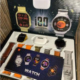 I80 Suite Double Dials 7 Straps Smart Watch With Earbuds