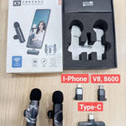 Wireless MIC K9 Dual MICROPHONE Vlogging Mic, For Podcast, Interviews, with Microphone for Type C, Android, IOS Lightining & 3.5mm Jack