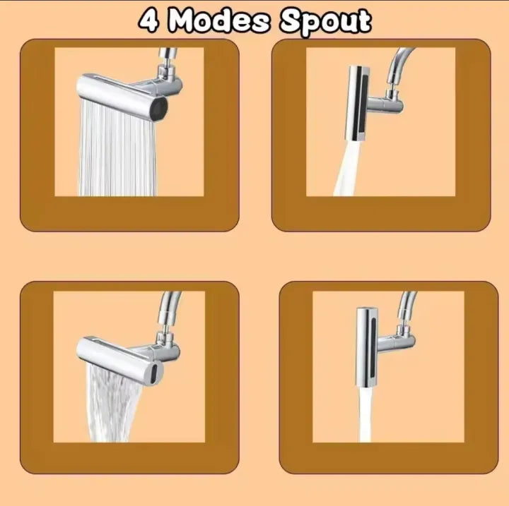 New 4 Modes Waterfall Kitchen Faucet Universal 720° Swivel Spout Sprayer Bathroom Basin Water Tap Extender Rainfall Sink Mixer