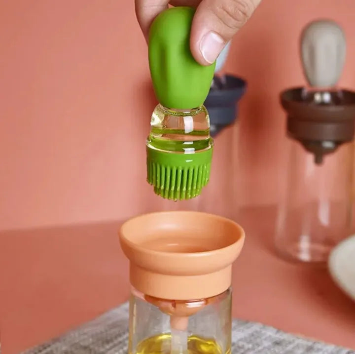 Oil Bottle Brush Silicone Glass Container Kitchen Olive Oil Pump Pot Vinegar Spray BBQ Cookware Dispenser Cooking Condiment Tool Main image