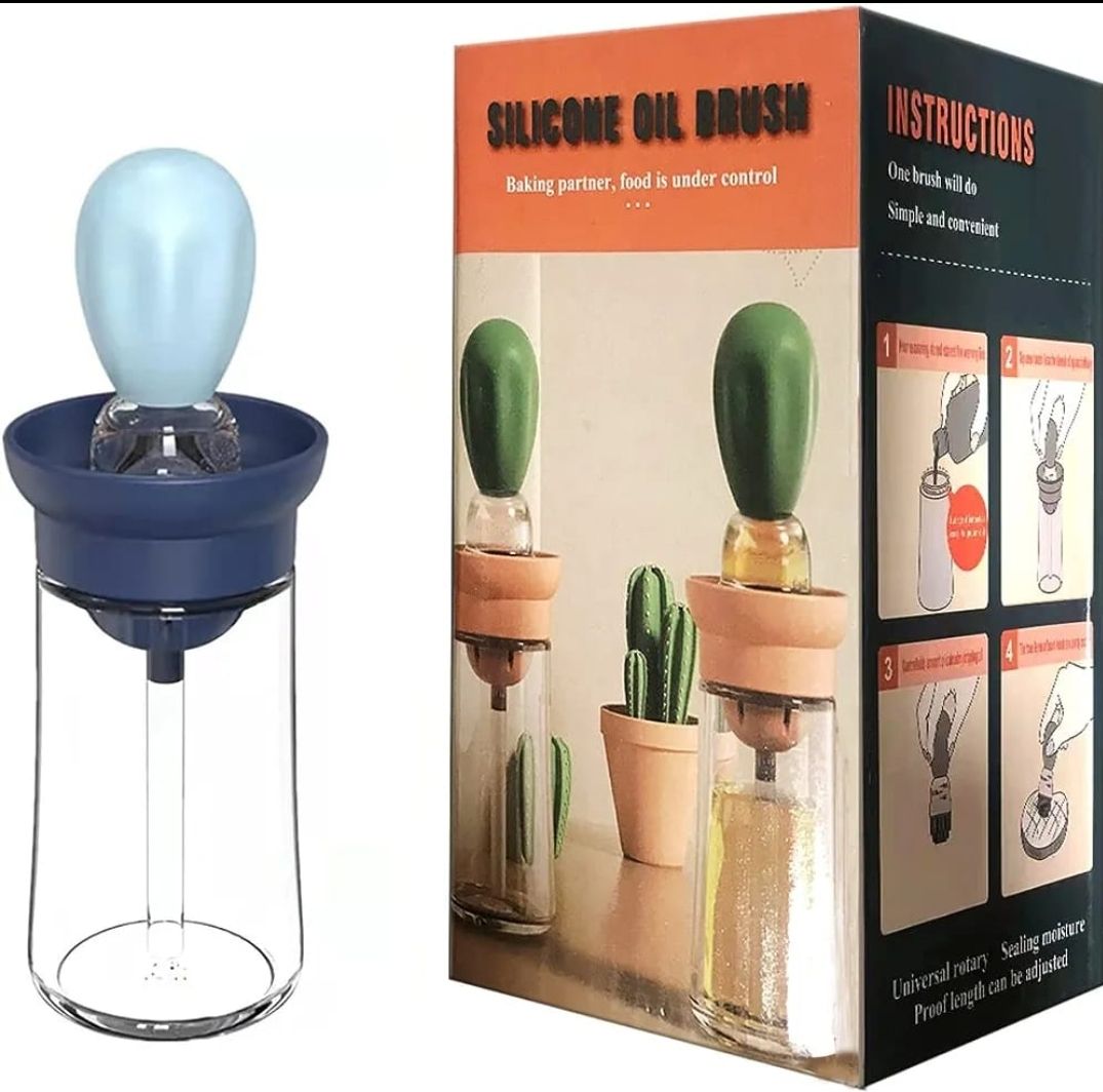 Oil Bottle Brush Silicone Glass Container Kitchen Olive Oil Pump Pot Vinegar Spray BBQ Cookware Dispenser Cooking Condiment Tool