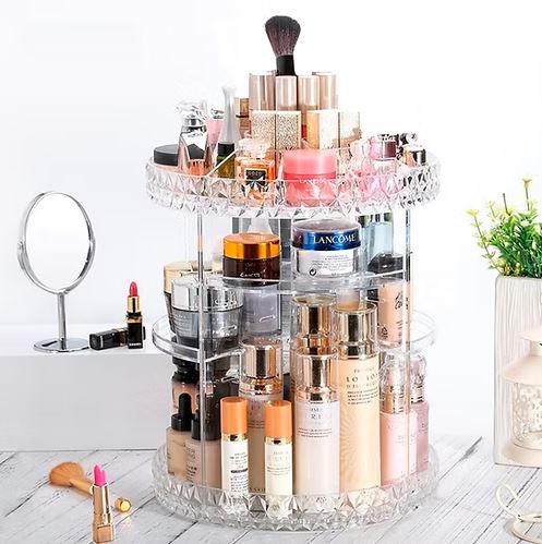 360 Rotating Diamond Cut Cosmetic Organizer-Big Size Main image