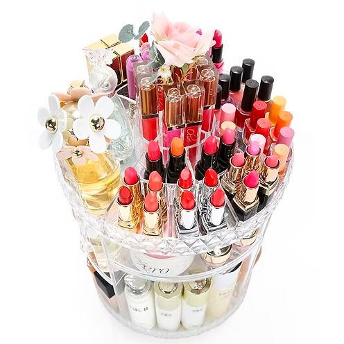 360 Rotating Diamond Cut Cosmetic Organizer-Big Size Secondary image