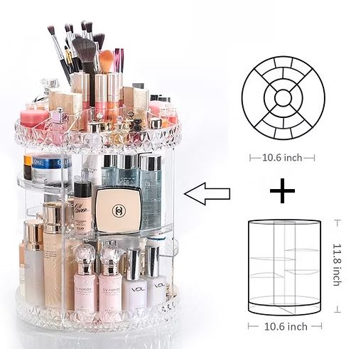360 Rotating Diamond Cut Cosmetic Organizer-Big Size