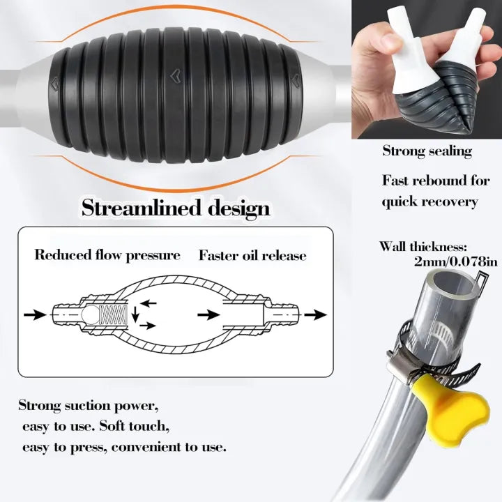 Multifunction Liquid Sucker Pump,Portable Siphon Pump Manual Hand Fuel Transfer Pump for Gasoline Gas Oil Fuel Petrol Diesel Fluid Water Fish Tank.