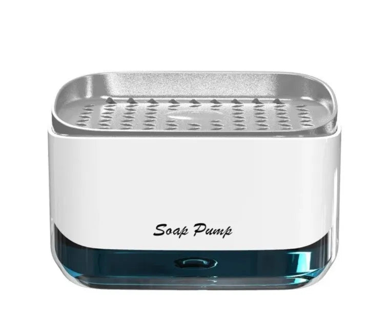 Automatic Soap Dispenser with Sponge Holder for Kitchen, Refillable Soap Container with Drain, Convenient Cleaning Tool
