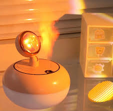 Sunset Lamp Air Humidifier - 2 in 1 Essential Oil Diffuser USB Charging Fogger Decoration -Air freshener diffuser with Sunset light 360 degree lamp