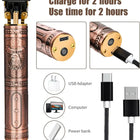 Vintage T9 Trimmer Professional Dragon Style Metal Rechargeable Electric Hair Clipper Cutting Machine
