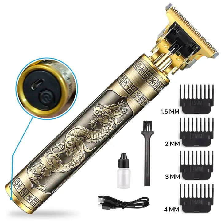 Vintage T9 Trimmer Professional Dragon Style Metal Rechargeable Electric Hair Clipper Cutting Machine Main image