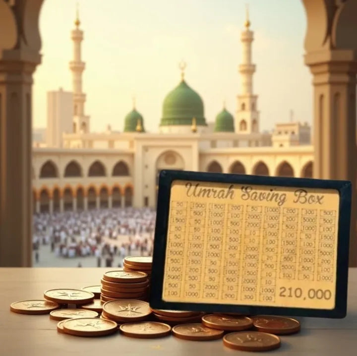 Umrah Saving Box - Wooden Umrah Saving Box - 280 Days Savings Plan - Islamic Halal Money Jar for Umrah - Daily Pilgrimage Savings Tracker - Gift for Muslims Money Saving Box Main image