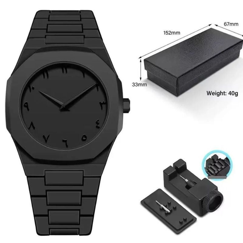 Arabic Aura Black Watch for Men